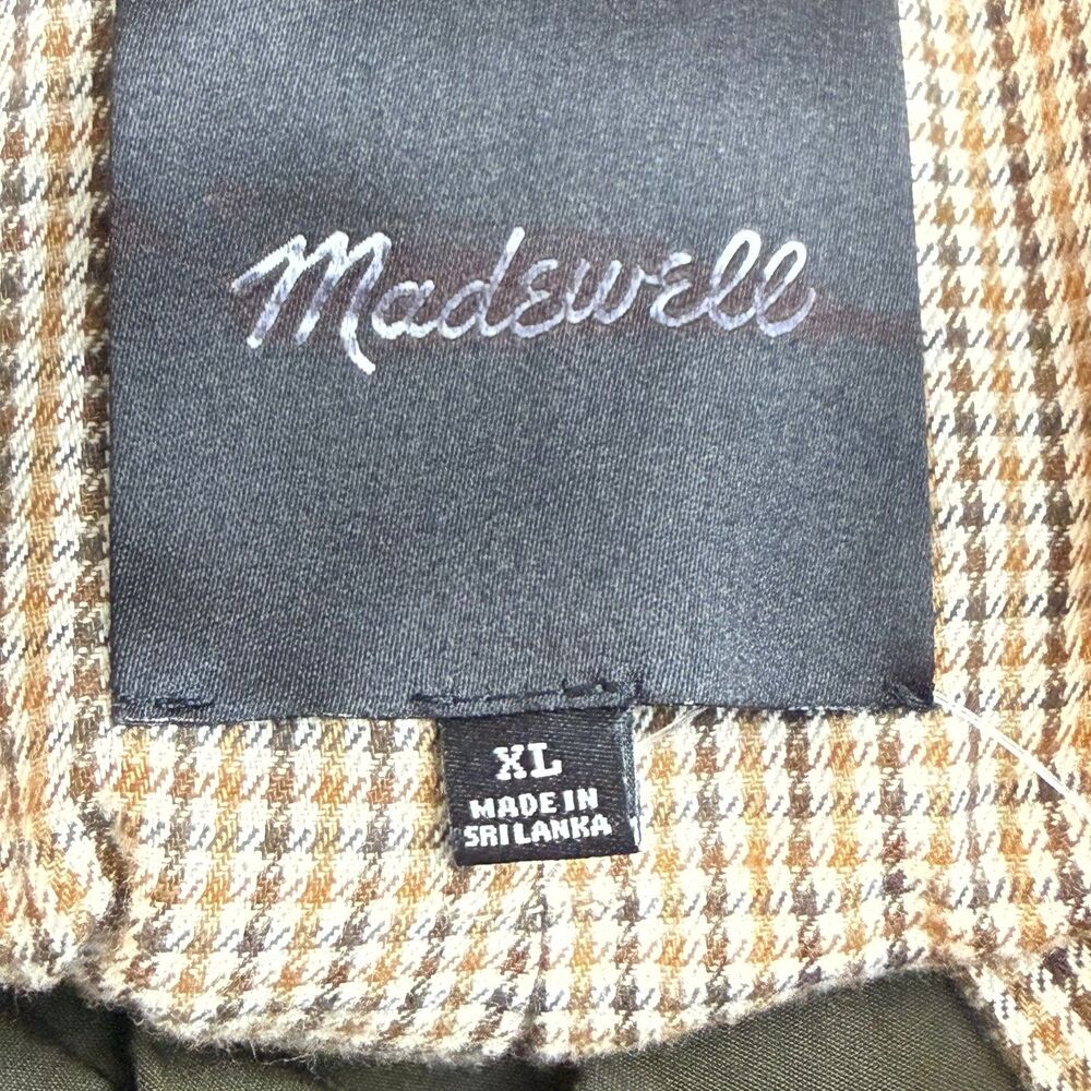 MADEWELL Waxed Zip-Front Barn Jacket XL Trench Green Corduroy Collar NWT A4 - Picture 4 of 5